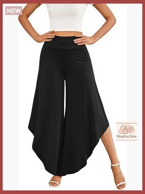 Wide Leg Palazzo Pants Elastic Waist Ruffled Trousers Streetwear Casual